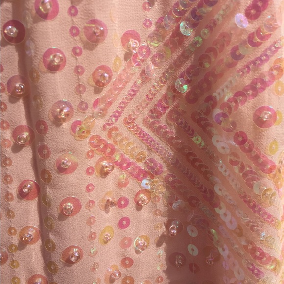 Bebe peach sequins tank top mini flowy pastel orange shift flapper girl dress - Picture 6 of 7